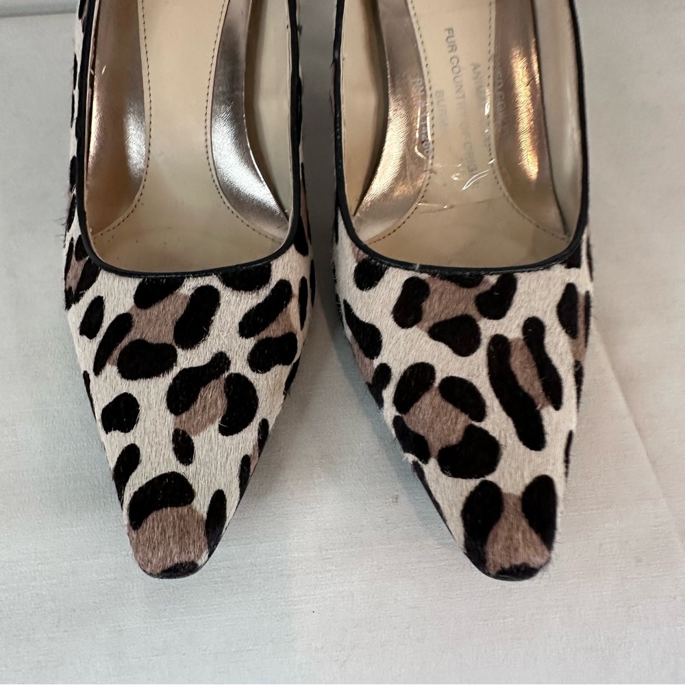 CALVIN KLEIN Women’s Size 9 Shoes Heels Leopard Print Cow Fur Dolly Style - Picture 11 of 16